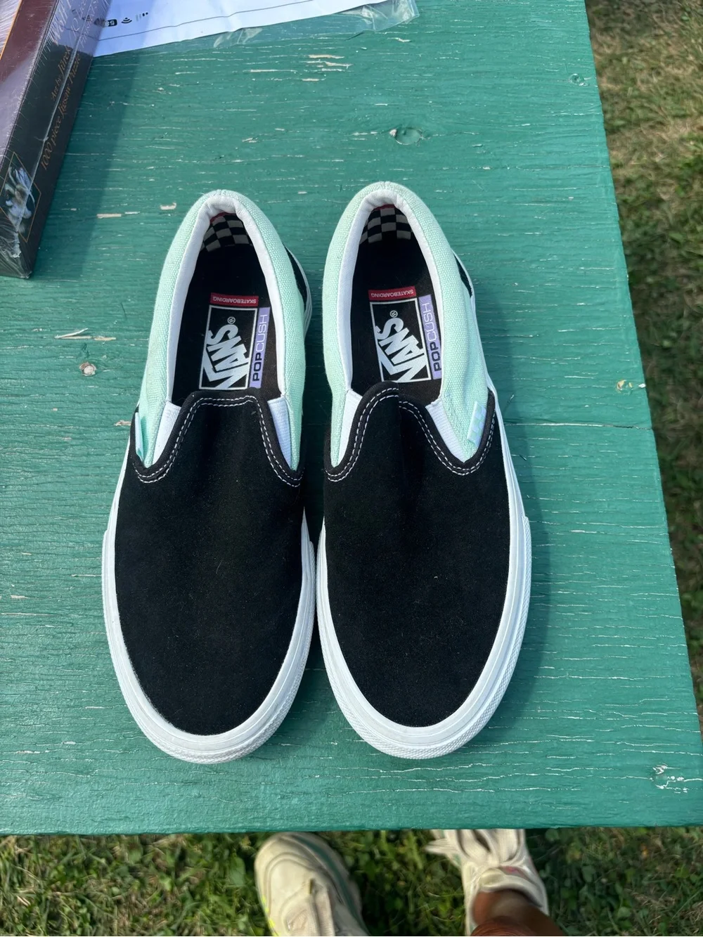 Vans Slip-On  Sneakers in Black and Mint  size6.5 boys/men